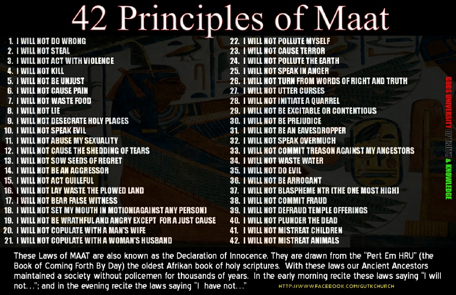 42 Principles Of Maat